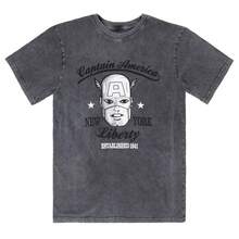 Captain America Est. 1941 Stone Wash Charcoal T-Shirt - 灰色 - 查看 1