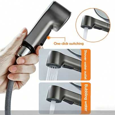 Toilet Companion Handheld Spray Gun Set, Bathroom Cleaning Tool! Booster Dual-Mode Water Flow + One-Touch Stop, Retractable Spring Hose Saves Space, Brass Angle Valve Diverts Water No Plumbing Modification, Wall Mount Bracket For Storage, Convenient For Toilet/Crevices/Pet Washing