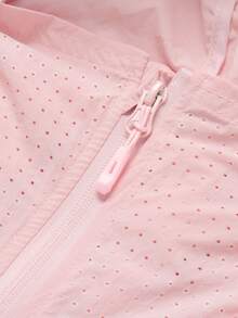 Lightweight Contrast Color Hooded Jacket, Casual Zip-Up Long Sleeve Windbreaker Suitable For Outdoor And Daily Wear Sports - Baby Pink - View 4