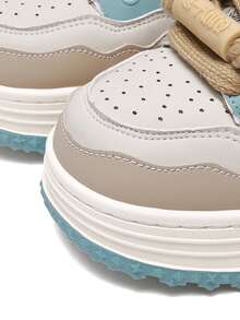 2026 New Q-AND Green Lace-Up Thick-Soled Platform Sneakers, 5cm Height Increase, Unisex Sporty Casual Shoes With Pendant Decoration, Suitable For Outdoor, Holidays, Gifts, Unique Design - Coffee Brown - View 4