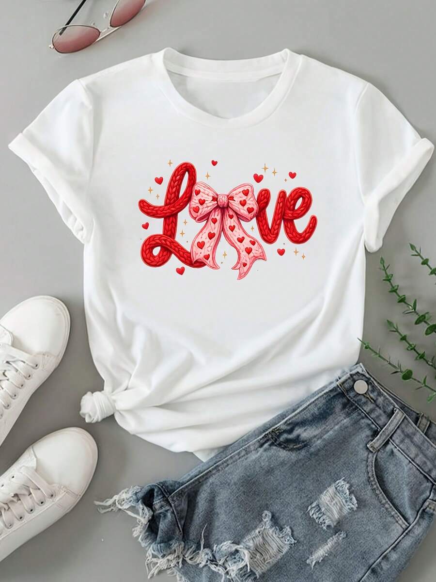 Camiseta de manga corta de cuello redondo blanco de las mujeres, camiseta de verano casual, suave y transpirable, perfecto para casa, vies y - un regalo elegante y lindo i para el día de la madre y lascua