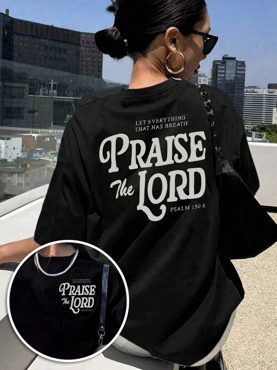 Women's T-Shirt With Bible Verse Of Praise And Worship - Front And Back Print, Casual Short Sleeve Crew Neck T-Shirt, Suitable For Church, Daily Wear And Gifts Y2k T-Shirt Shirt - 白色 - 查看 1