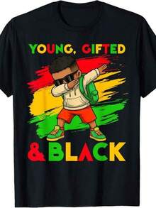 2026 Nueva Camiseta Gráfica Divertida para Hombres y Mujeres, Niños y Adolescentes, Cuello Redondo, Manga Corta, Negra, para el Mes de la Historia Afroamericana, para Jóvenes Talentosos, Camiseta Negra Linda con Estampado de Niños, Camisetas de Algodón Puro para Niños y Niñas para Uso Diario en Primavera y Verano, Conjuntos Familiares a Juego, Todas Disponibles, para Niños y Niñas en Verano, Tallas S-XXXL, Ropa para Niños, Ropa para Adolescentes, Camisetas para Niñas, Ropa de Niña, Ropa para Niñas, Regalo Perfecto para el Último Día de Clases, Día de la Bandera Haitiana, Día Mundial del Medio Ambiente, Día del Padre. - Negro - Ver 1
