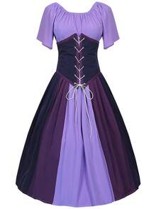 Cosplay Clothing - 20230818 Yellow Patchwork Women's Dress - View 7