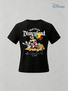 Boys' Disneyland Classic Characters "Where Dreams Come True" Double-Sided Graphic T-Shirt, Kids Vintage Magic Tee, Soft Breathable Casual Top For Boys, Ideal For Everyday Wear, Playground, School, Theme Parks, Family Trips & Outdoor Activities - màu đen - Xem 2