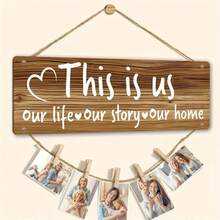 1pc Rustic Style Wooden Photo Frame Wall Decor, Suitable For Photo Display In Home Living Room, Bedroom, Classroom, Office And Garden - Multicolor - View 1
