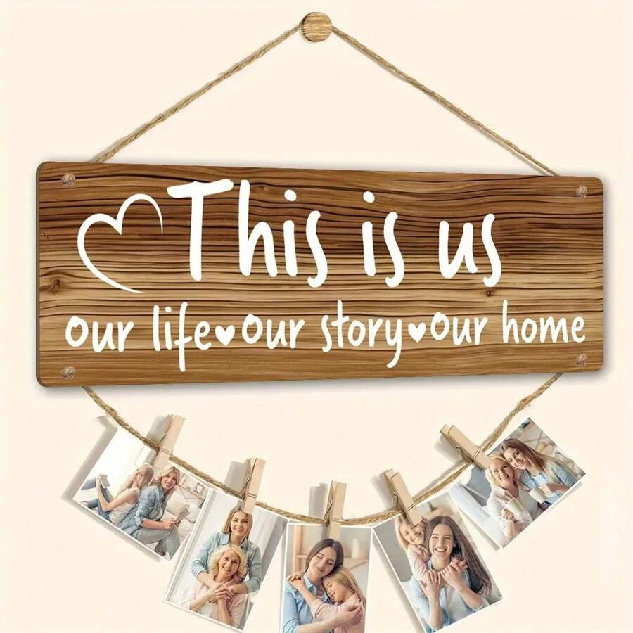 1pc Rustic Style Wooden Photo Frame Wall Decor, Suitable For Photo Display In Home Living Room, Bedroom, Classroom, Office And Garden - Multicolor - View 1