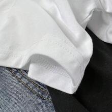 Camiseta blanca, corte holgado, estampado de letras, moderna de manga corta, top de algodón puro, estampado de alta gama para verano, estilo europeo y americano, moderna de media manga. - Camisa blanca de manga corta - Ver 7