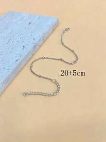 1 chiếc vòng chân bằng thép không gỉ mạ vàng 18K, dạng chuỗi hạt, thích hợp cho nữ giới đeo hàng ngày, khi đi du lịch hoặc nghỉ mát. - Bạc - Xem 4