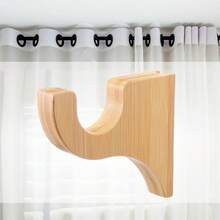 2Pc Wooden Curtain Rod Brackets,Curtain Rod Holders For Window Drapery Rods, Heavy Duty Curtain Rod Supports, Easy To Install,Fits For Bathroom, Bedroom, Wardrobes - 2pcs - View 7