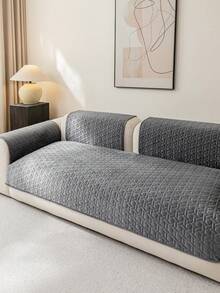 1pc Velvet Solid Color Sofa Cover, Breathable And Soft For Spring/Summer, Machine Washable, Pet-Friendly, Durable For All Seasons, Suitable For 1/2/3/4 Seater Sofa Armrest Backrest Slipcover - Dark Grey - View 8
