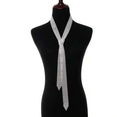 1 pieza Pañuelo ajustado de moda plateado, accesorio versátil de estilo vintage hip-hop para mujer para discoteca