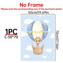 1/3件套野生动物热气球儿童房墙画，帆布墙画海报，适用于房间家居装饰，美观实用，可选画框，房间装饰用品，墙面装饰，卧室装饰，婴儿房装饰，客厅装饰，办公室装饰 - 彩色 - 查看 19