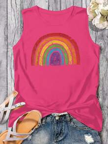 Plus Size Tank Tops Women,Workout Tops,Vacation Outfits Women,LGBTQ Rainbow Flag Gay Pride LGBT Awareness Ally Vintage ,Ropa De Gym,Beach,Gym Tops Women,Casual Summer Outfits,Graphic Tank Tops,Summer Outfits For Women - 粉色 - 查看 2