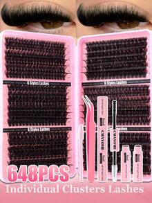 DD Curl Individual Eyelash Extension Kit With Glue, Scissors, Brush For Beginners. 10D/20D/30D/40D/50D/60D/80D/100D/120D/150D Mixed High Capacity Lash Clusters. Suitable For Various Makeup Styles, Natural Mink-Like Fibers, Long-Lasting And Volumizing. Creates 3D-5D Cat Eye And Dramatic Effects. Perfect Eyelash Extension Gift Set For Women. - Watermelon Pink - View 16