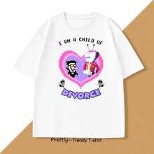 Camiseta del juego  "Child of Divorce" para hombre y mujer, de algodón, de manga corta, estilo Haruku, cuello redondo, estampada. Camiseta de algodón suave de 220 g para hombre y mujer, confeccionada con un tejido premium, duradero y agradable al tacto, ideal para todo tipo de cuerpo y para uso diario. Camisetas casuales transpirables y ligeras, conjuntos elegantes para otoño, perfectas para el día a día, actividades al aire libre, vies, vacaciones y fiestas temáticas durante todo el año. - Blanco - Ver 1