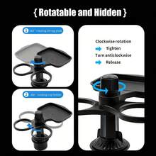 4-In-1 Multi-Function Car Phone Holder With Cup Holder, Tray, And Small Dining Table - A - View 2
