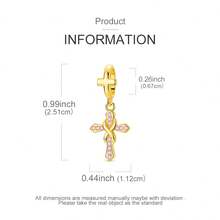 1 buah Liontin Salib Tak Terhingga Berkilau Emas dengan Batu Zirkonia Kubik, Cocok untuk Gelang, Kalung, Pembuatan Perhiasan DIY, Hadiah Luar Biasa untuk Anak Perempuan - Emas - View 4