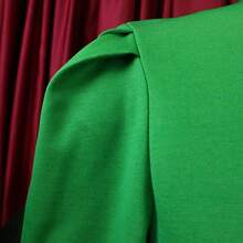 Vestido elegante de oficina otoño invierno 2026 color liso para mujer talla grande - Verde - Ver 5