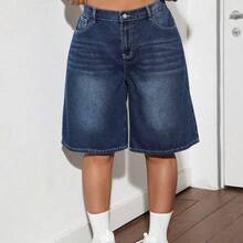 Plus-Size Women's Blue Summer Casual Vacation Cropped Jeans, Suitable For Everyday Casual Vacations. - Multicolor - Ver 4