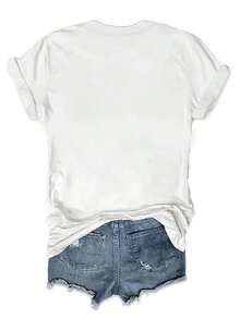1 Piece Vintage 80s Graphic Print T-Shirt, Short Sleeve, Round Neck, Casual Spring And Summer Top, Women's Clothing, 180g 100% Cotton - 白色 - 查看 3