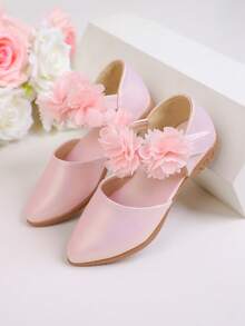 New Sweet Princess Shoes For Girls, Spring/Summer Fashion Pink Lace Flower Design Flat Shoes - Pink - View 7