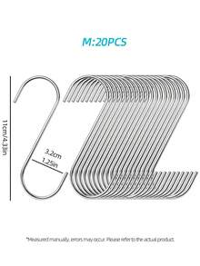20Pcs Extra Large S-Shaped Hooks, Heavy Duty Stainless Steel Hooks, Multi-Purpose Hanging Hooks For Clothing Kitchen Utensils Tableware Plants Towels Garden Tools - Silver - View 12