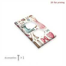 1pc Vintage Sewing Machine Light Switch Cover Plate - Pink Sewing Theme, With Button, Zipper And Threading Mechanism Design, Suitable For Single/Double Switch Socket Panels, Ideal For Sewing Room, Craft Room, Bedroom Decor (Easy Installation), 2D Flat Design - Multicolor - View 12