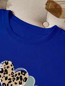 ropa de calor mujer  Camiseta gráfica con diseño de corazón y letra, camisetas gráficas para mujer - Azul - Ver 4