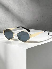 2 Pares/1 Par de Óculos de Verão da Moda, Armação de Metal Poligonal Retrô, Unissex, Adequado para Fotografia de Rua, Viagem e Uso Diário. - Multicolorido - Visão 7