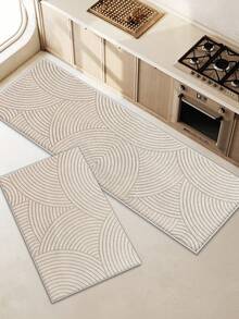 1pc Colorful Geometric Print Kitchen Runner Rug, Nordic Luxury Style, Thick Fabric With Comfortable Foot Feel, Easy Care Machine Washable, Practical Entryway Doormat For Kitchen, Laundry Room, Dining Room And Indoor Areas - Coral Pink - View 4