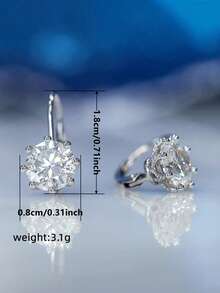 1 Pair Minimalist Cubic Zirconia Stone Earrings, Designed For Women, Suitable For Weddings, Engagements, Anniversary Parties, Valentine's Day Gifts - 1# - View 7