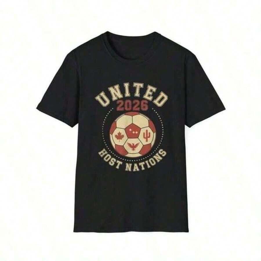Top estampado para mujerRetro 2026 United Host Nations World Cup Soccer Vintage T-Shirt, World Cup Tee, Soccer Fan Gift For Fan, World Cup Shirt, Retro Classic Tournament Fashion Shir,disfraces de Pascua,Camisetas de dibujos animados/anime,Camisetas populares de  para uso diario,camisetas de apoyo para el Mundial,Camisetas del Mundial 2026,Camisetas estampadas,Camisetas estampadas - Negro - Ver 1