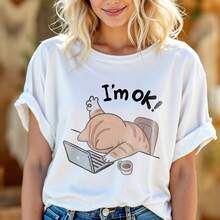 I'm OK Cat Shirt – Funny Lazy Cat Graphic Tee For Cat Lovers & Tired Humans A434 - Green - View 1