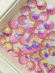 50pcs/Pack Iridescent Gradient Fish Scale Shaped Resin Sequins, DIY Clothing Accessories, Shoes, Bags, Hair Decorations - Deep Blue AB - View 6