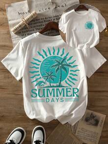 Women's Limited Edition Lightweight Breathable Cotton White T-Shirt - Tropical Beach Vacation T-Shirt With Summer Print And Palm Tree Design - Lightweight Casual T-Shirt Suitable For Everyday Wear - Machine Washable Summer Clothing For Warm Climates, Loose Fit, Made Of Lightweight And Comfortable Cotton Fabric. - 白色 - 查看 7