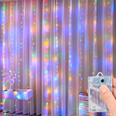 Battery Powered LED Curtain Lights - 8 Fairy Tale Lighting Modes, Suitable For Christmas, Weddings And Parties - Indoor Holiday Decor