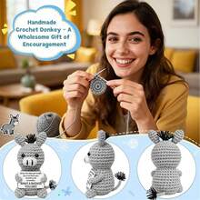 1pc Donkey Crochets Animals, An Inspirational Gift For Ladies, Men, Colleagues And Good Friends-Emotional Enhancement To Support The Little Mother's Holiday Basket Filler, Suitable For Grandchildren. - Multicolor - View 4