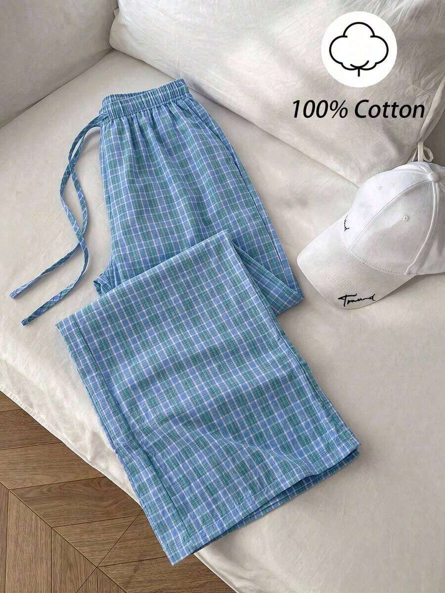 Pantalones rectos de lino cómodos y versátiles para uso casual y de oficina, para primavera/verano - Azul - Ver 1