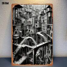 2D Flat - 1pc Maze Sign - Complex Maze Designs With Intricate Labyrinth Art, Durable/Outdoor Decoration Suitable For Bedroom, Bar, - Maze Building Painting For S And, 2D Flat - 1PC - View 3
