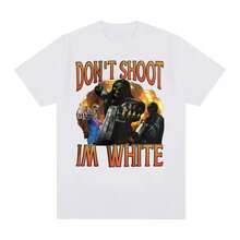 Camisetas con el divertido meme "No dispares, soy blanco" para hombre y mujer. Camiseta informal de manga corta con humor. Camiseta gótica vintage unisex de 220 g de algodón suave, confeccionada con un tejido premium duradero y agradable al tacto, ideal para todo tipo de cuerpo y para uso diario. Camisetas informales transpirables y ligeras, conjuntos elegantes para otoño, perfectas para el día a día, actividades al aire libre, viajes, vacaciones y fiestas temáticas durante todo el año. - Blanco - Ver 1