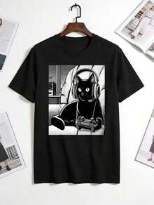 G     U  E  S  What I Need Camiseta Gráfica de Algodón - Unisex Casual Cuello Redondo Manga Corta, Suave y Transpirable 100% Algodón, Ajuste Holgado, S-XXXL, Negra con Impresión Blanca, Perfecta para Atuendo Casual Y4L8 - Blanco - Ver 2