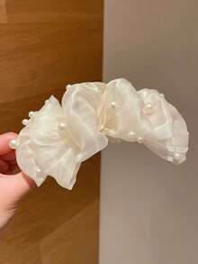 1件装女士时尚网纱材质新款轻盈珍珠泡泡多层网纱蝴蝶结发爪夹，打造浪漫蓬松发型，无拘无束，适合洗脸、化妆、搭配服装、送礼、海滩度假、约会、通勤等场合，实用配饰！ - 多色 - 查看 8