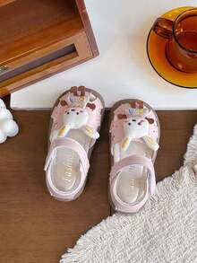 2026 Summer New Girls Cartoon Rabbit Sandals, Soft Non-Slip Hook And Loop Baby Shoes, Sweet Hollow Breathable Princess Shoes - Pink - View 1