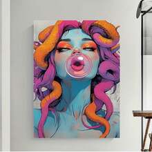 Enmarcado 1 lienzo decorativo de pared con marco de  | Serpiente de Medusa, decoración de fondo, regalo de cumpleaños y festivo, ideal para sala de estar, dormitorio, oficina, listo para colgar, 40 x 60 cm (16 x 24 pulgadas). - Enmarcado - Ver 5