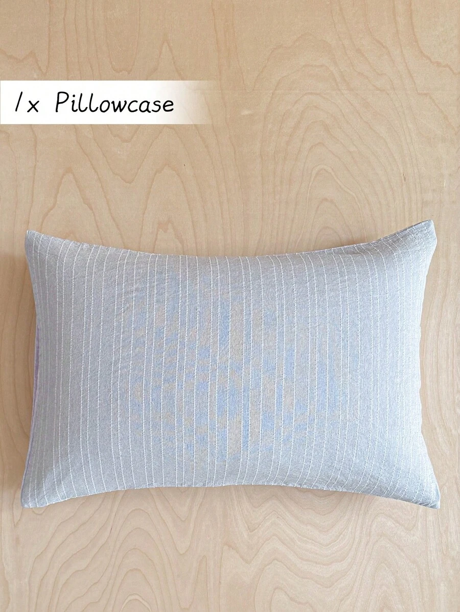 1pc Vertical Striped Jacquard Pillow Cover, Modern Bicolor Textured Decorative Throw Pillow Case Suitable For All Seasons, Soft Breathable Minimalist Bed Pillow Sham, Machine Washable, No Filling Included - Light Grey - View 1