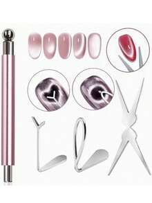Set de 4 anillos magnéticos multifuncionales con diseño de ojo de gato, esmalte de uñas en gel con diseño de bola de metal, súper adhesivo, ideal para herramientas de principiante de arte de uñas - Multicolor - Ver 13