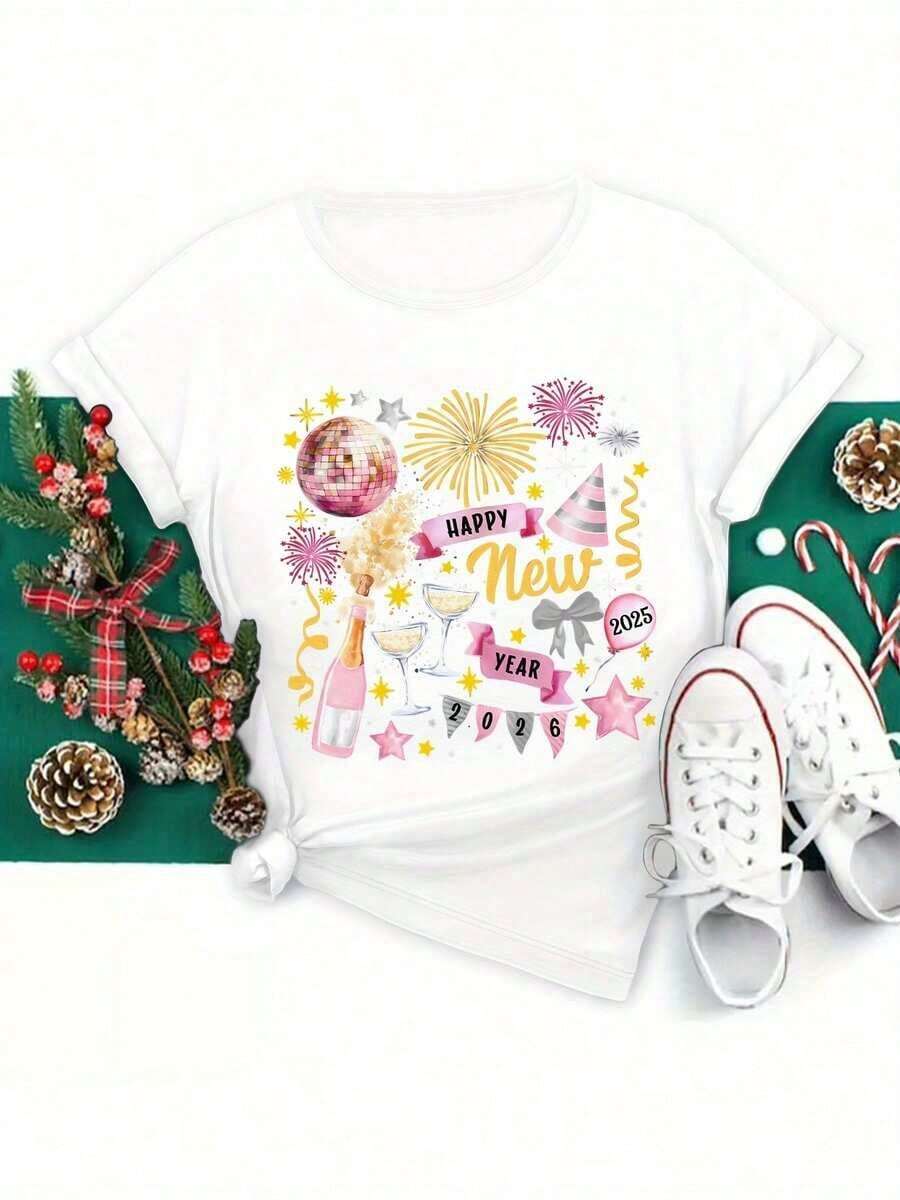 1 Piece Of Raggedy Ann & Andy Women's Plus Size Graphic Print T-Shirt, Casual Short Sleeve Crew Neck Tee, Medium Stretch Fabric, All-Season Comfort, Fashionable Summer Top, 180g 100% Cotton, Designs Are Fully Printed. Unisex. - 白色 3 - 查看 1