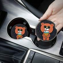 2pcs DIY Diamond Painting Car Cup Coasters, 2.8 Inch Anti-Slip Coasters, Universal Car Interior Decor, Shiny Feminine Style, Multipurpose For Car, Home And Office Desk - View 4