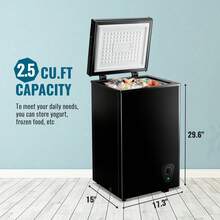 WANAI 2.5 Cu Ft MINI Chest Freezer, Deep Freezer With 7 Level Adjustable Temperature, Removable Storage Basket, Top Open Door, Ideal For Kitchen, Dorm & Office,Black - US B Type Plug(110-127V) - View 5